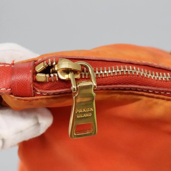 PRADA Hand Bag Nylon Leather 2way Orange Auth 99127 - Picture 9 of 16